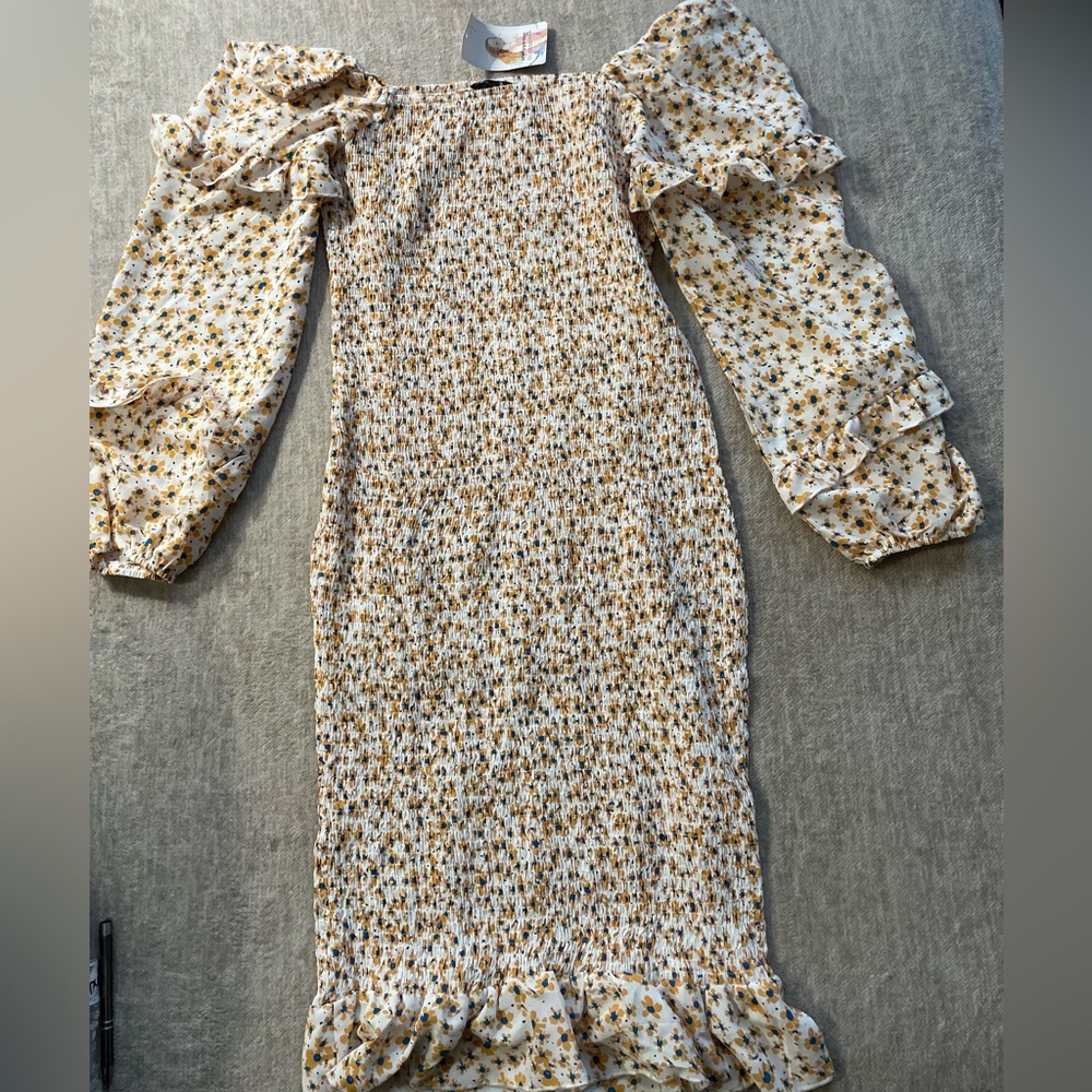 NWT - PRETTYGARDEN Women's Long Puff Sleeve Floral Midi Bodycon Dresses